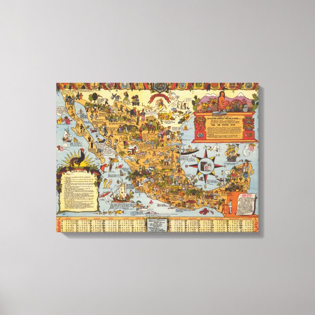 Map of The United Mexican States Canvas Print (Front)