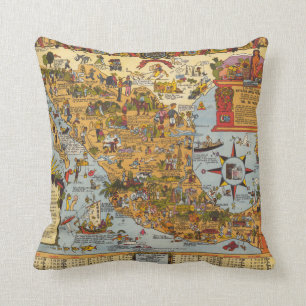 Map of The United Mexican States Cushion