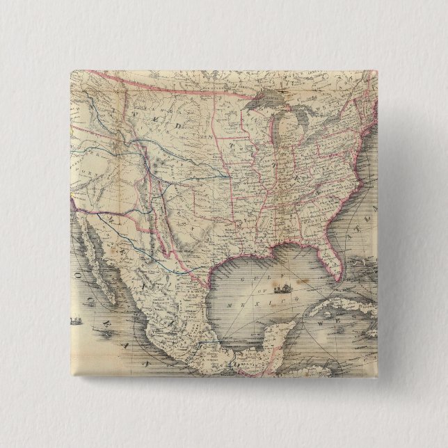 Map Of The United States 15 Cm Square Badge (Front)