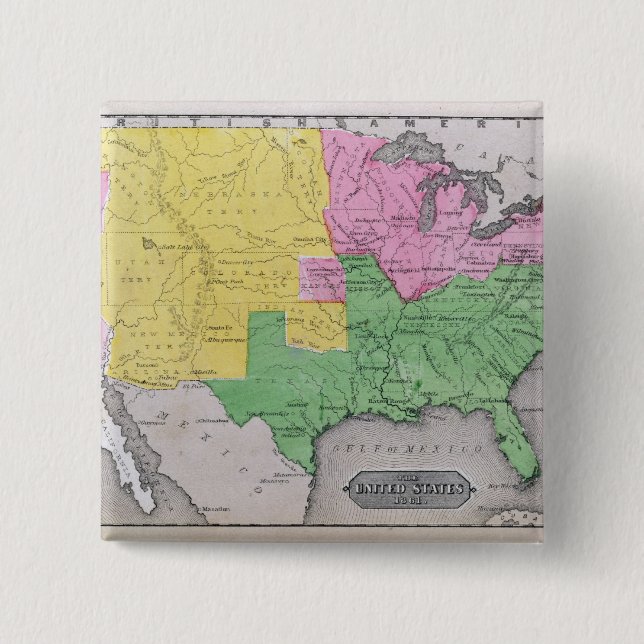 Map of the United States 15 Cm Square Badge (Front)