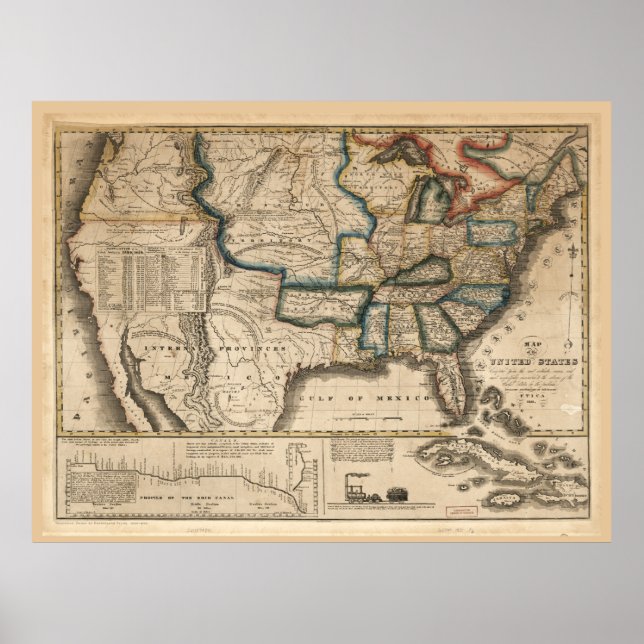 Map of the United States (1831) Poster (Front)