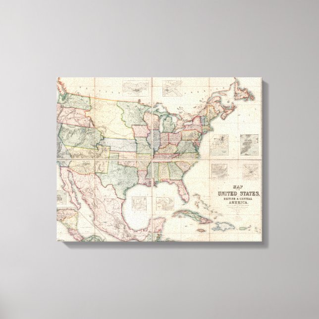 Map of The United States 2 Canvas Print (Front)