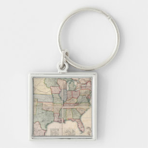 Map of The United States 3 Key Ring
