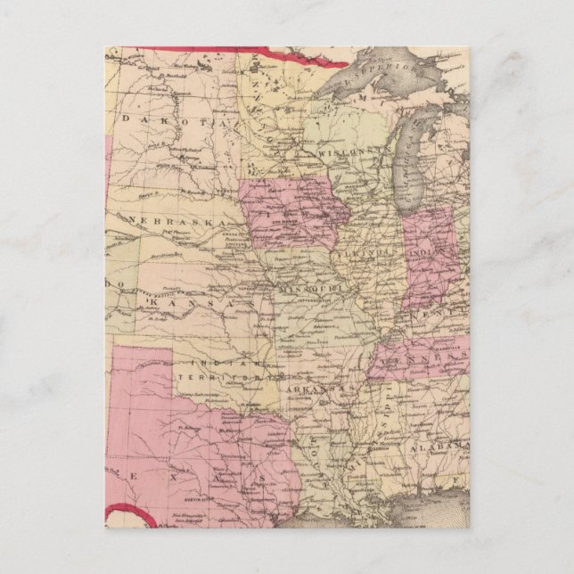Map of the United States 5 Postcard (Front)
