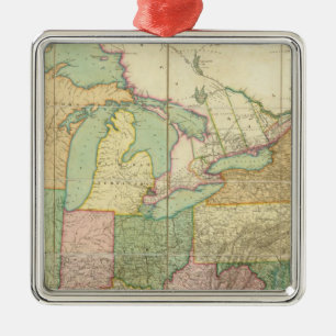 Map of the United States 6 Metal Tree Decoration