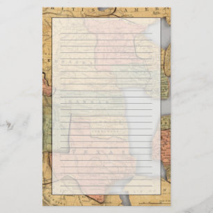 Map of the United States and Canada Stationery