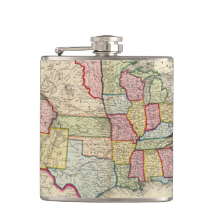 Map Of The United States, And Territories Hip Flask