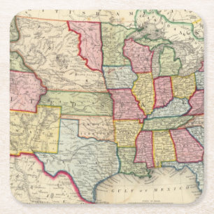Map Of The United States, And Territories Square Paper Coaster