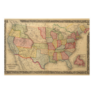 Map Of The United States, And Territories Wood Wall Art