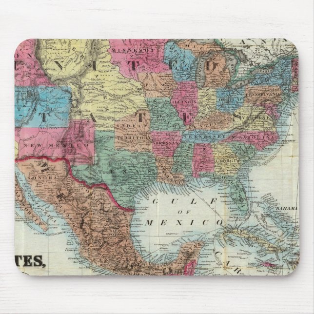 Map Of The United States, Canada, Mexico Mouse Pad (Front)