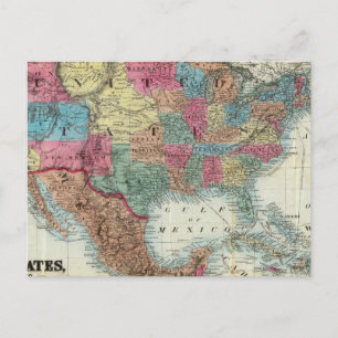 Map Of The United States, Canada, Mexico Postcard