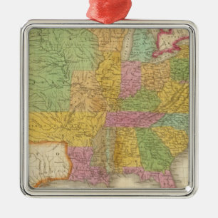 Map of The United States Metal Tree Decoration