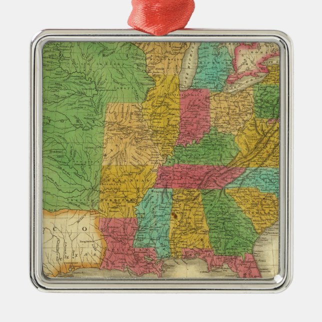 Map of the United States Metal Tree Decoration (Front)