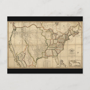 Map of the United States of America (1816) Postcard