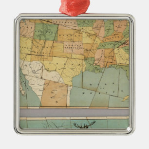 Map of the United States of America 2 Metal Tree Decoration