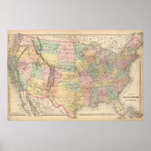 Map of the United States of America 3 Poster
