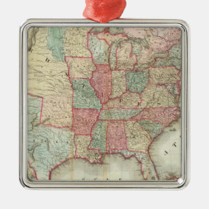 Map Of The United States Of America Metal Tree Decoration