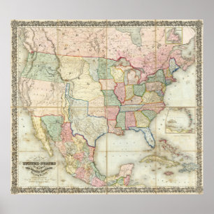Map of The United States of America Poster