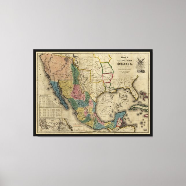 Map of the United States of Mexico (1847) Canvas Print (Front)