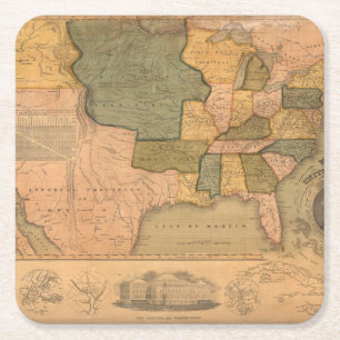 Map of The United States with George Washington Square Paper Coaster