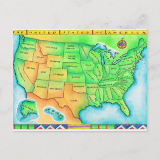 Map of the USA Postcard