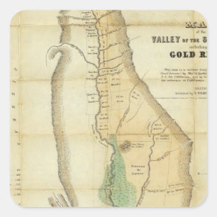 Map of the Valley of the Sacramento Square Sticker