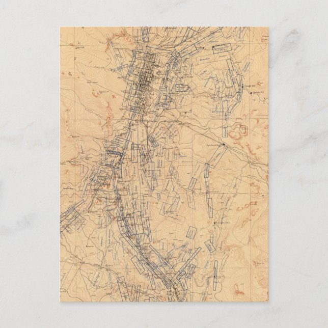 Map of the Washoe District Showing Mining Claims Postcard (Front)