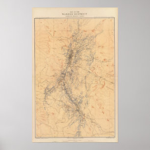 Map of the Washoe District Showing Mining Claims Poster