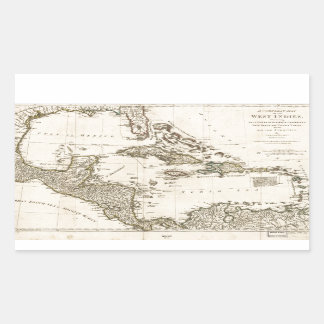 Map of the West Indies by Samuel Dunn (1774) Rectangular Sticker