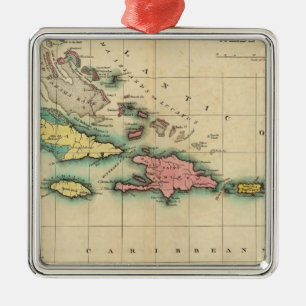 Map Of The West Indies Metal Tree Decoration