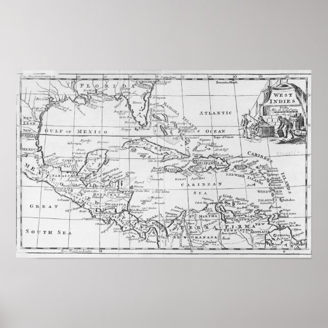 Map of the West Indies Poster (Front)