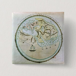 Map of the world 15 cm square badge