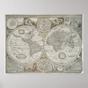 Map of the World   1676 Poster