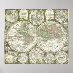Map of the World 1744 Poster