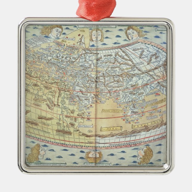 Map of the world 2 metal tree decoration (Front)