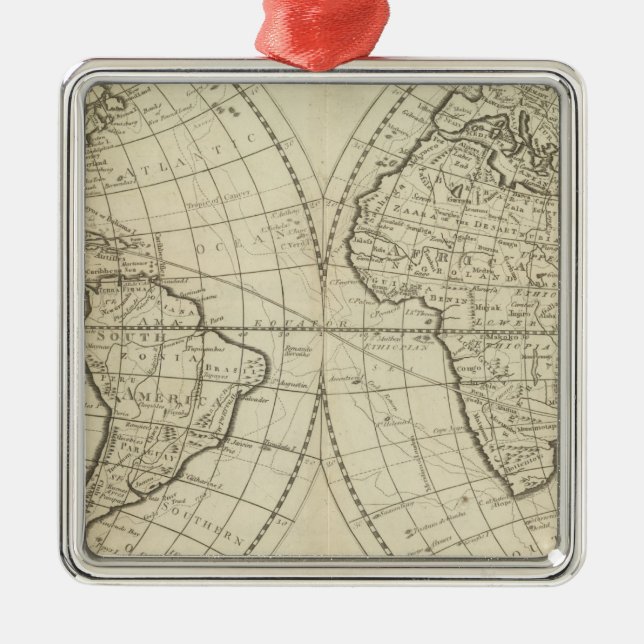 Map of the World 2 Metal Tree Decoration (Front)