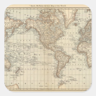 Map of the World 2 Square Sticker