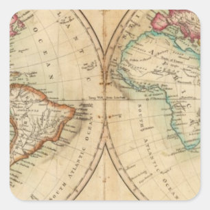 Map of the World 3 Square Sticker