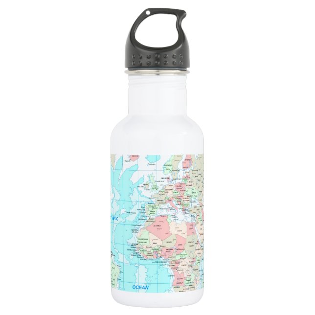 Map of the world 532 ml water bottle (Front)