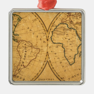 Map of the World 5 Metal Tree Decoration