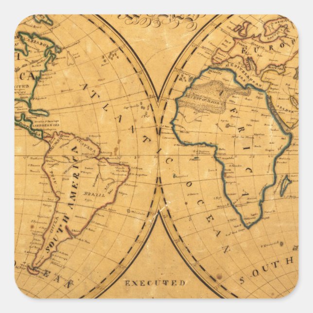 Map of the World 5 Square Sticker (Front)