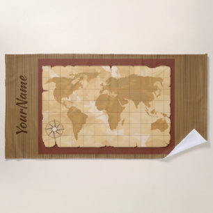 Map of the World - Add Your Name - Beach Towel