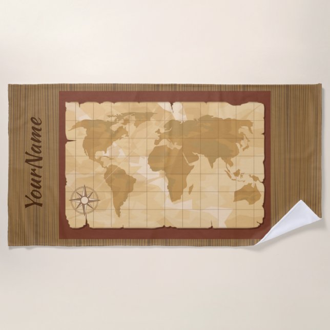 Map of the World - Add Your Name - Beach Towel (Front)