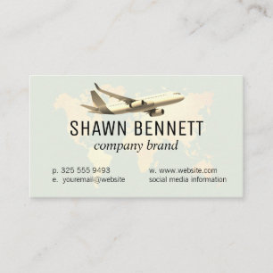 Map of the World Aeroplane Business Card