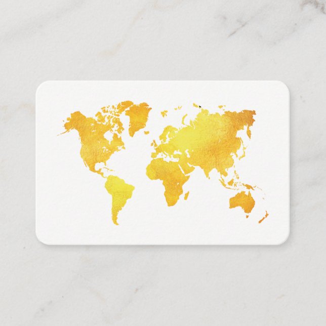 Map of the World (Gold) Business Card (Front)