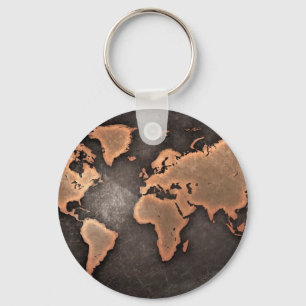 Map of the world key ring