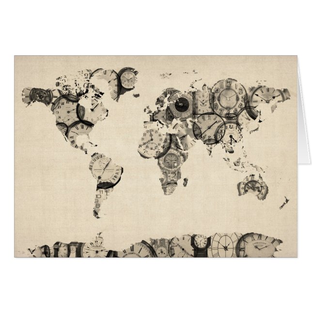 Map of the World Map from Old Clocks (Front Horizontal)