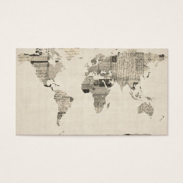 Map of the World Map from Old Postcards (Front)