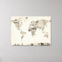 Map of the World Map from Old Postcards