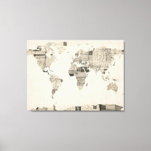 Map of the World Map from Old Postcards Canvas Print